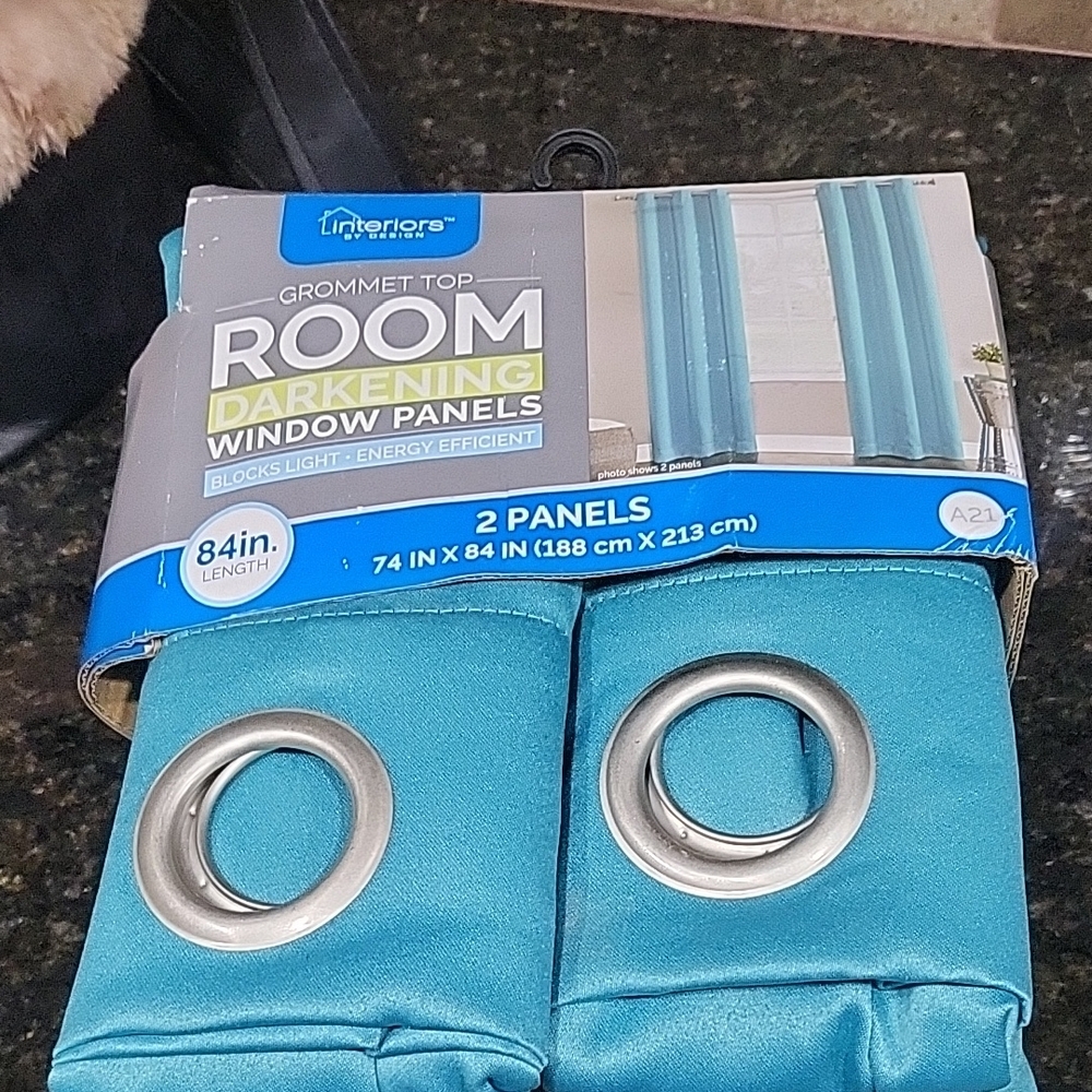 New Teal Room Darkening Curtains 74" X 84"
